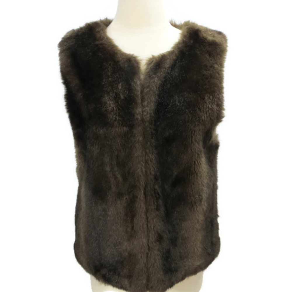 Sanctuary Clothing Vest Brown Faux Fur Size Small Y2K '90's '80's Boho Hippie